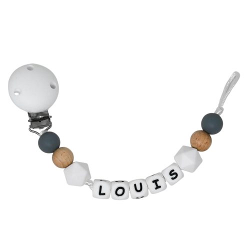 Attache-sucette silicone personnalisable GRIS Irréversible Bijoux