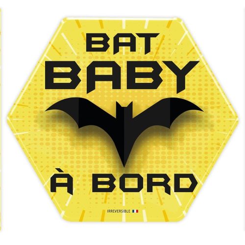 Adhésif « Bébé à Bord Bat baby » JAUNE Irréversible Bijoux