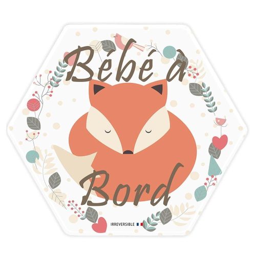 Adhésif « Bébé à Bord Renard »  ORANGE Irréversible Bijoux