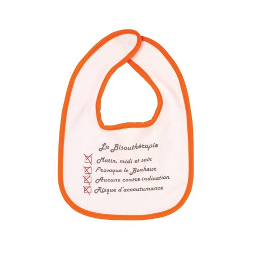 Bavoir 1er âge - Bisoutherapie - Oeko Tex ORANGE Trois Kilos Sept