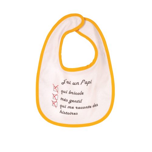 Bavoir 1er âge - J'ai un papi - Oeko Tex JAUNE Trois Kilos Sept