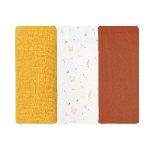 Lot de 3 langes Oeko Tex  Cache cache en fôret MULTICOLORE Trois Kilos Sept