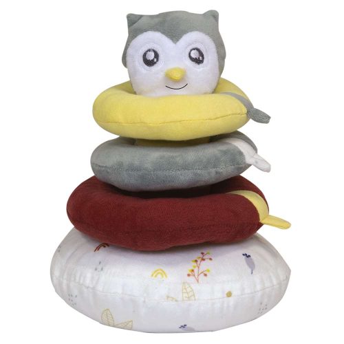 Pyramide empilable en tissu Chouette Cache cache en fôret MULTICOLORE Trois Kilos Sept