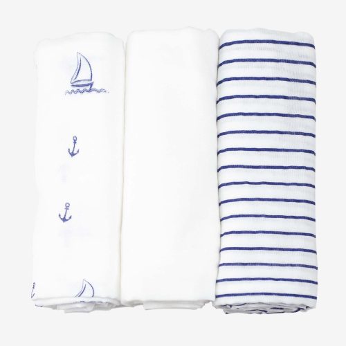 Lot de 3 langes Cap ferret BLEU Trois Kilos Sept