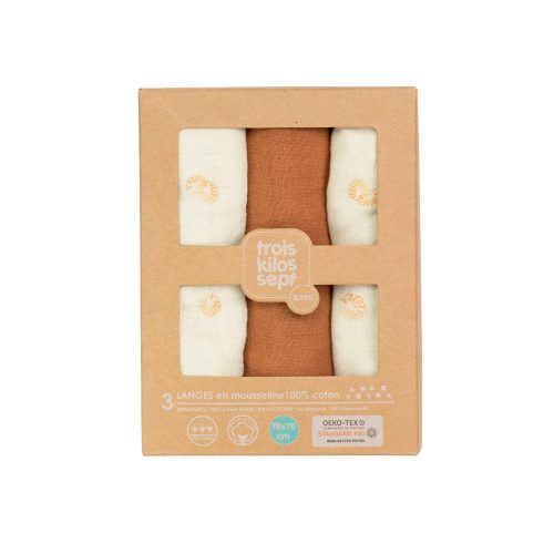 Lot de 3 Langes BEIGE Trois Kilos Sept