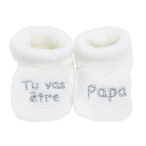 Chaussons tu vas être papa BLANC Trois Kilos Sept