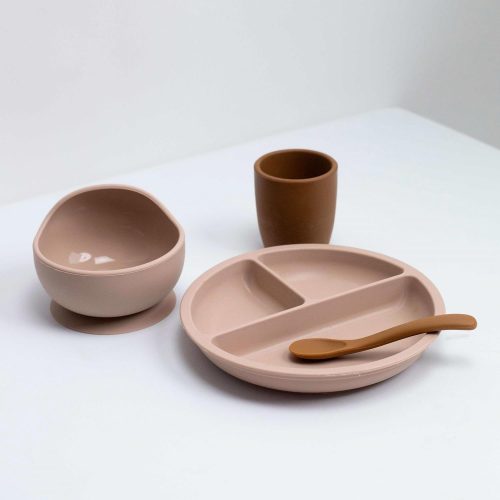 Coffret Repas 4pcs silicone MARRON Trois Kilos Sept