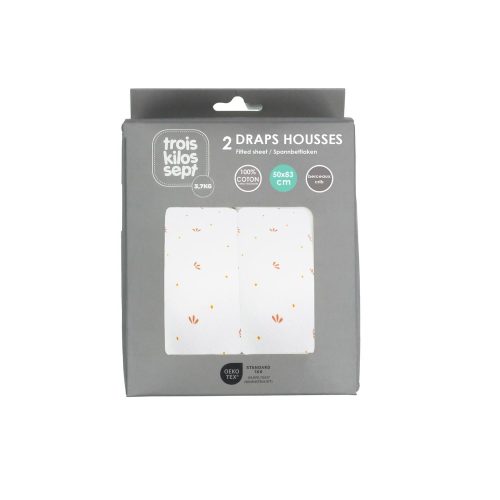 Drap Housse lot Gatsby pour Berceau Sous Boîte BEIGE Trois Kilos Sept