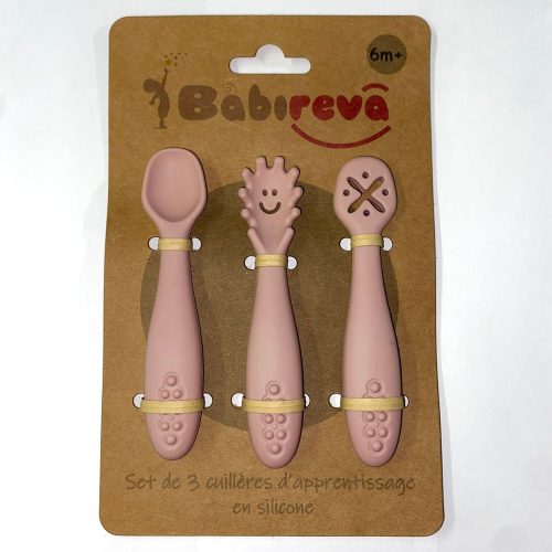 Set de 3 cuillères d'apprentissage en silicone ROSE Babireva