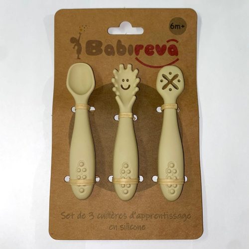 Set de 3 cuillères d'apprentissage en silicone BEIGE Babireva