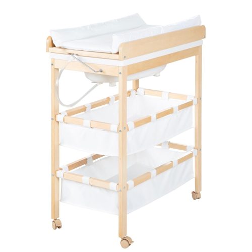 Table à langer avec baignoire + matelas à langer BEIGE Roba