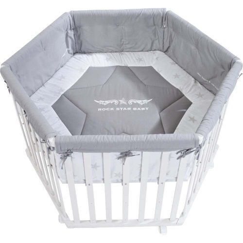 Parc bébé hexagonal Rock Star Baby + tapis BLANC Roba