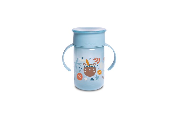 Tasse d'apprentissage avec disque anti-fuite +12m Bleu