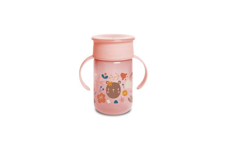 Tasse d'apprentissage avec disque anti-fuite +12m Pink