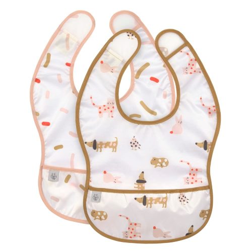 2 bavoirs avec poche Little Mateys ORANGE Lässig