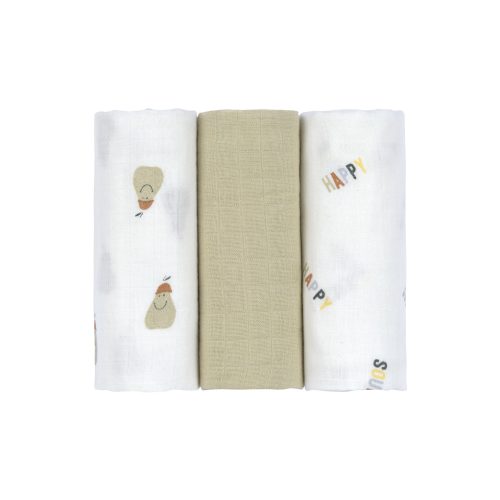 Lange mousseline 3 pcs Happy Fruits VERT Lässig