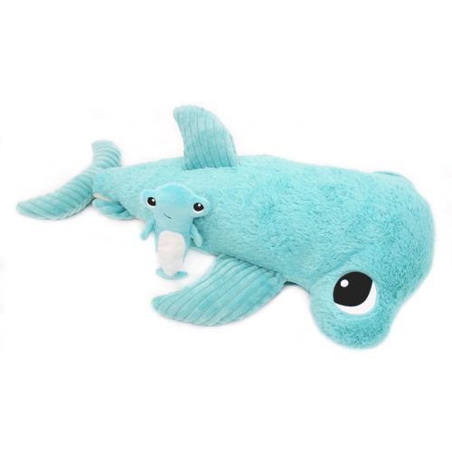 Peluche Ptipotos Requin Marteau Maman/Bebe BLEU Les Déglingos
