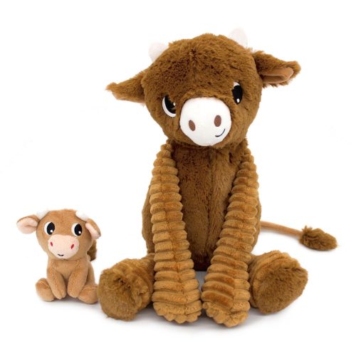 Peluche Ptipotos Vache Maman/Bebe MARRON Les Déglingos