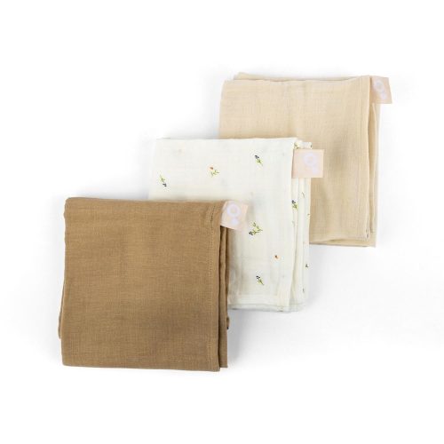 Lot de 3 langes gaze de coton BEIGE Doomoo