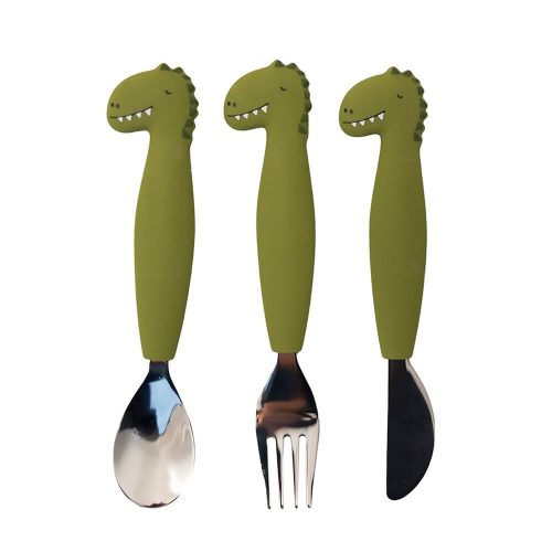 Couverts 3 pièces en silicone VERT Trixie