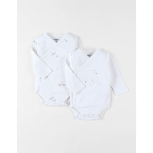 Set 2 bodys croisés longues manches Bali & Moka BLANC Noukie's