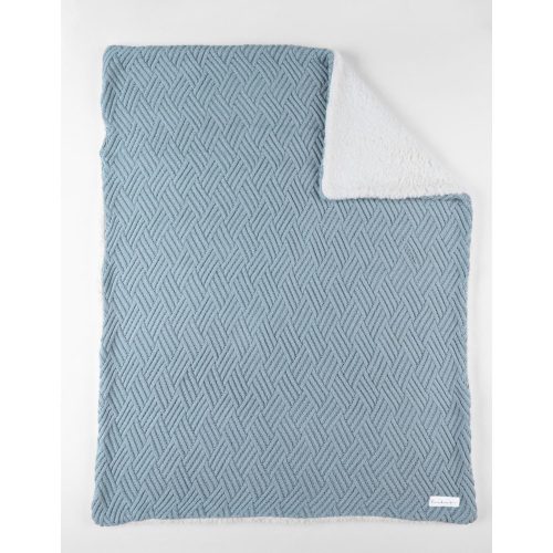 Couverture tricot avec sherpa M&M24 BLEU Noukie's