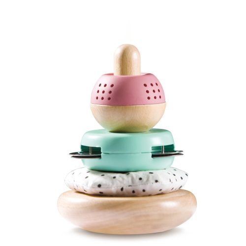 Jouet Pyramide à empiler bois et tissu MULTICOLORE Hape