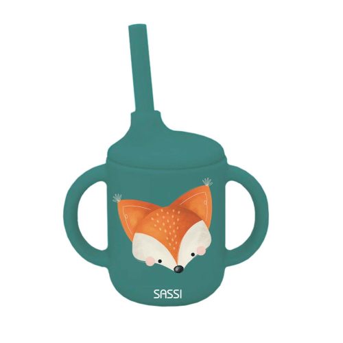 Tasse avec paille silicone VERT Sassi Junior