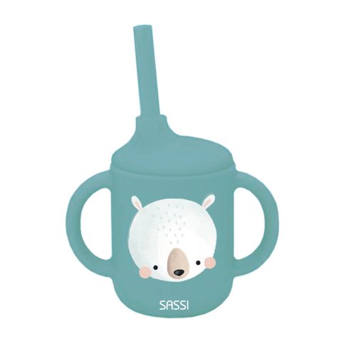 Tasse avec paille silicone BLEU Sassi Junior