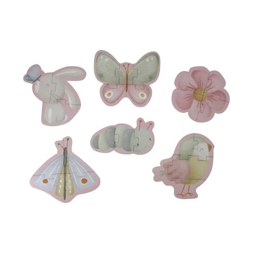 Puzzle 6 en 1 en bois Flowers & Butterflies MULTICOLORE Little Dutch