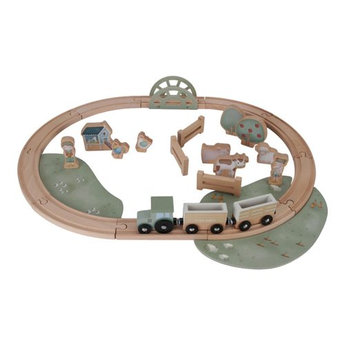 Circuit de train en bois  MULTICOLORE Little Dutch