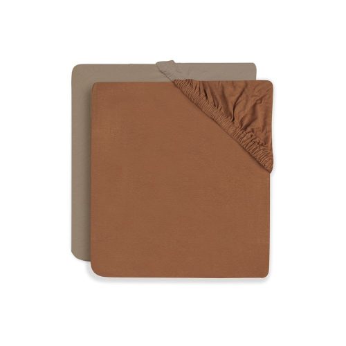Lot de 2 draps housse jersey MARRON Jollein