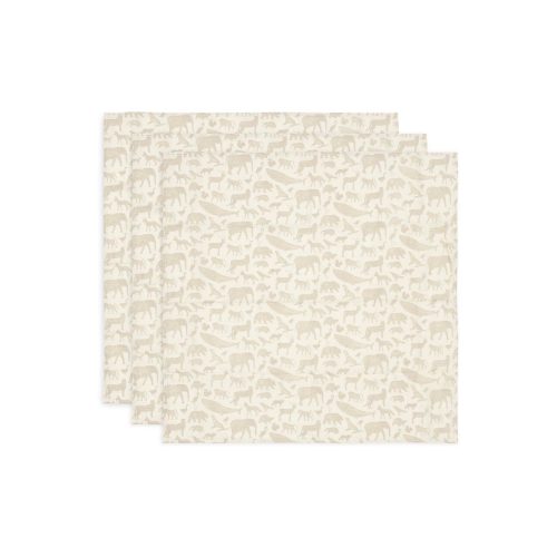 Lot de 3 langes gaze de coton small animals BEIGE Jollein