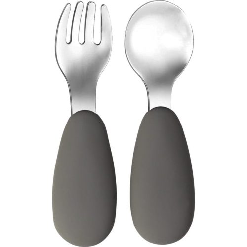 Fourchette et cuillère en silicone et inox GRIS Tryco