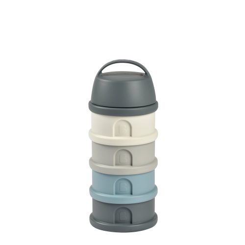 Boîte doseuse de lait 4 compartiments empilables Gris/Bleu