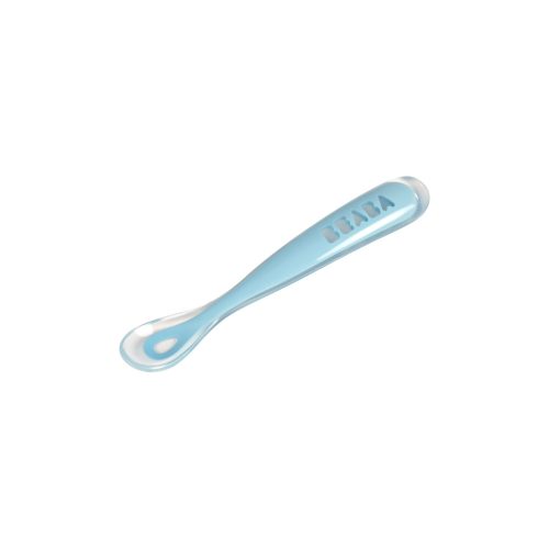 Cuillère 1er âge silicone Bleu