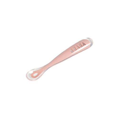 Cuillère 1er âge silicone Vieux rose