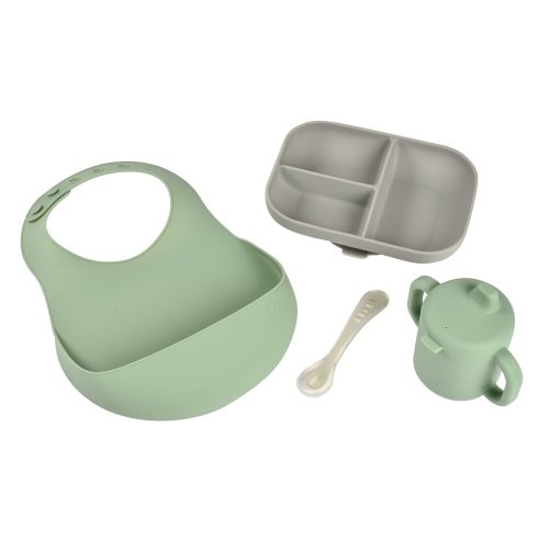 Coffret repas silicone Les essentiels Gris/Vert sauge