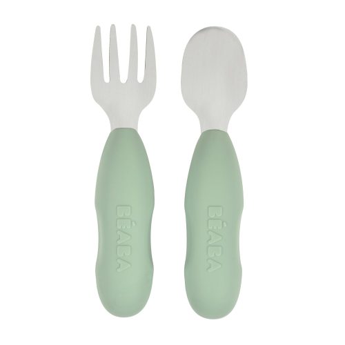 Lot 2 pré-couverts d'apprentissage  Inox Vert sauge