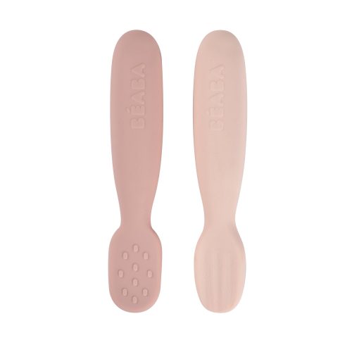 Lot 2 pré-cuillères d'apprentissage silicone - Barbe à papa / Guimauve