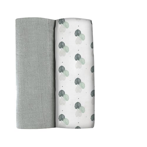 Lot de 2 langes XXL en coton Gris mirage/Jungle