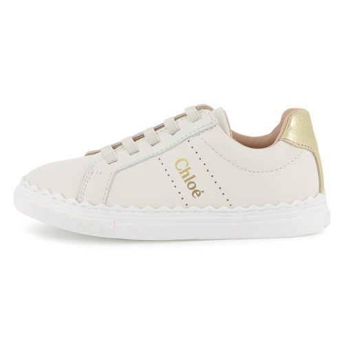 CHLOE Baskets lacées en cuir FILLE 25 Blanc
