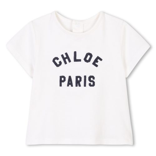 CHLOE T-shirt manches courtes coton FILLE 18M Blanc