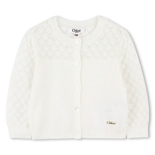 CHLOE Cardigan en tricot coton FILLE 18M Blanc