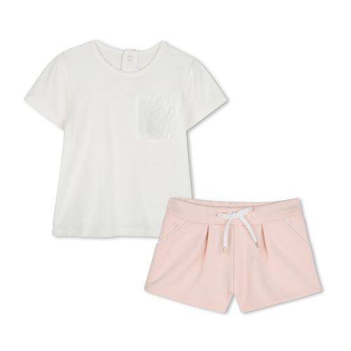 CHLOE T-shirt et short en coton FILLE 18M Rose