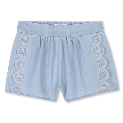 CHLOE Short en jean en coton brodé FILLE 18M Bleu
