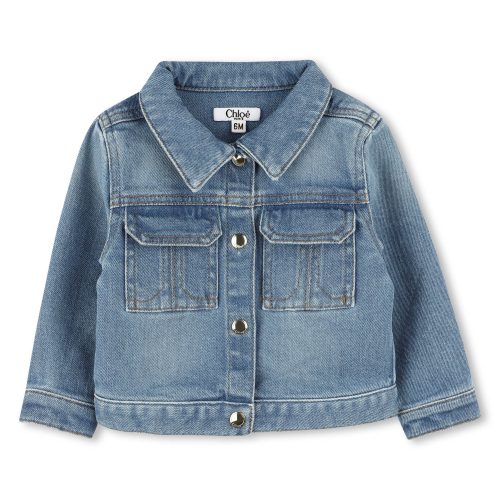 CHLOE Veste en jean pressions dorées FILLE 18M Bleu