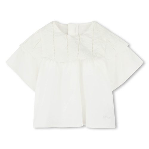 CHLOE Top en coton avec broderies FILLE 18M Blanc