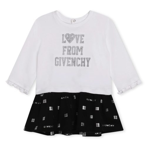 GIVENCHY Robe bi-matière imprimée FILLE 18M Blanc