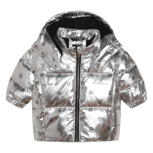 GIVENCHY Doudoune à capuche FILLE 18M Argent